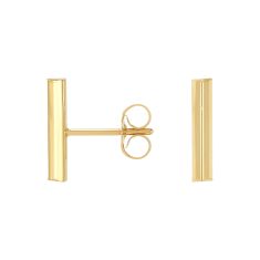 Yellow Gold Bar Stud Earrings