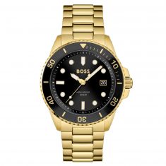 Hugo Boss Ace Black Dial Gold-Tone Bracelet Watch | 43mm | 1513917