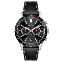 Hugo Boss Allure Chronograph Black Dial Black Leather Strap Watch | 44mm | 1513920