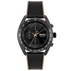 Hugo Boss Center Court Chronograph Black Perforated Leather Strap Watch | 44mm | 1514022