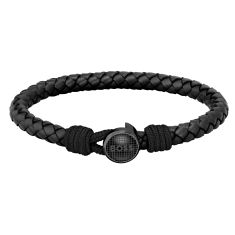Hugo Boss Classic Braided Black Leather Bracelet | Men's