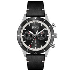 Hugo Boss Santiago Black Dial 1513864 | Watch | Leather | Jewelers 44mm Strap REEDS Black