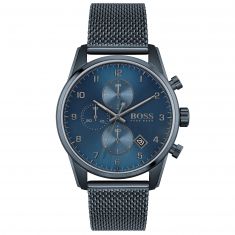 Hugo Boss Skymaster Chronograph Blue Dial Blue Ion-Plated Mesh Bracelet Watch | 44mm | 1513836