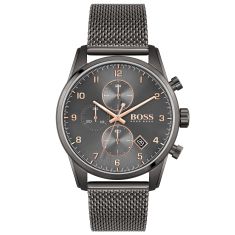Hugo Boss Skymaster Chronograph Grey Dial Grey Ion-Plated Mesh Bracelet Watch | 44mm | 1513837
