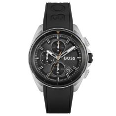 Hugo Boss Volane Chronograph Black Dial Black Silicone Strap Watch | 44mm | 1513953