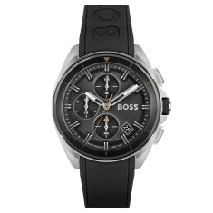 Hugo Boss Center Court Chronograph Black Perforated Leather Strap Watch 44mm 1514022 REEDS Jewelers
