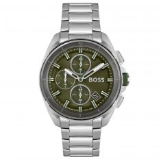 Hugo Boss Volane Chronograph Green Dial Stainless Steel Bracelet Watch | 44mm | 1513951