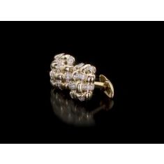 1/2ctw Diamond Yellow Gold Basketweave Cufflinks