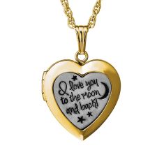 I Love You to the Moon and Back Gold Filled Heart Locket Necklace