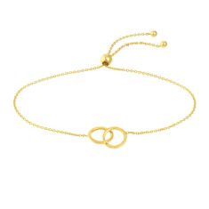 Interlocking Circles Adjustable Yellow Gold Bolo Bracelet