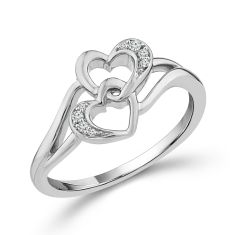 Interlocking Heart White Gold Promise Ring