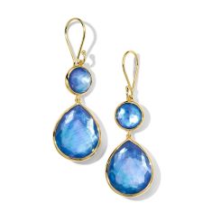 image of IPPOLITA Lapis Triplet Snowman Teardrop Earrings in Yellow Gold - ROCK CANDY with sku:20400552