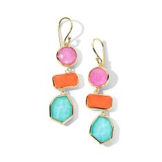 IPPOLITA Large 3-Stone Yellow Gold Drop Earrings in Summer Rainbow - ROCK CANDY