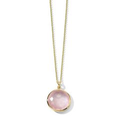 IPPOLITA Rose Quartz Medium Pendant Necklace in 18k Gold | LOLLIPOP