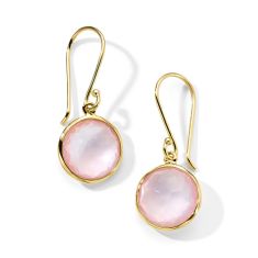 IPPOLITA Rose Quartz Mini Drop Earrings in 18k Gold | LOLLIPOP