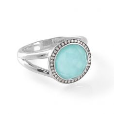 IPPOLITA Stella Mini Ring with Diamonds in Turquoise Doublet 1/6ctw - Size 7 - LOLLIPOP