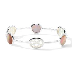 IPPOLITA Sterling Silver Bangle Bracelet with Lace Mother-of-Pearl and Brown Shell - POLISHED ROCK CANDY