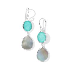 IPPOLITA Sterling Silver Multi-Stone Teardrop Earrings in Turquoise Doublet and Brown Shell - POLISHED ROCK CANDY