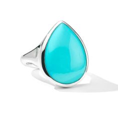 IPPOLITA Sterling Silver Sculptured Teardrop Ring with Turquoise Cabochon - Size 7 - POLISHED ROCK CANDY