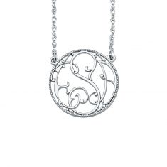 Alison and Ivy Vine Halo Rope Bordered Monogram Necklace 20mm