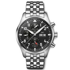 IWC Pilot's Chronograph Black Dial Stainless Steel Watch 43mm - IW378002