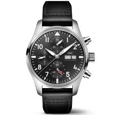 IWC Pilot's Watch Chronograph 41 Black Dial Black Leather Strap Watch | IW388111