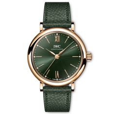 IWC Portofino Automatic 34 Green Dial Green Leather Strap Watch 34mm - IW357415