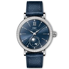IWC Portofino Automatic Day and Night Blue Dial Blue Leather Strap Watch 34mm - IW659801