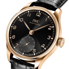 IWC Portugieser Automatic 40 Black Dial Black Leather Strap Watch 40mm - IW358401