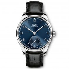 IWC Portugieser Automatic 40 Watch, Blue Dial Black Leather Strap IW358305