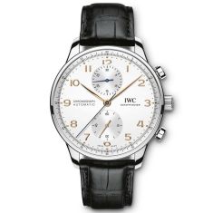 IWC Portugieser Chronograph Watch, Black Leather Strap IW371604