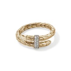 John Hardy 1/15ctw Diamond Spear Single Coil Yellow Gold Ring - Size 7