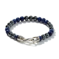 John Hardy Asli Silver Sodalite and Hematite Bead Bracelet
