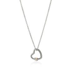 John Hardy Bamboo Heart 1/20ctw Diamond Two-Tone Sterling Silver and Gold Pendant Necklace