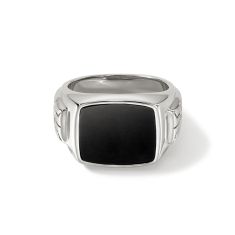 John Hardy Black Onyx Sterling Silver Signet Ring - Size 10