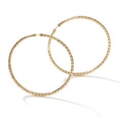 John Hardy Carved Chain Large Hoop Yellow Gold Earrings | 51.1mm