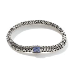 John Hardy Classic Chain Birthstone Collection Blue Sapphire and Black Sapphire Reversible Sterling Silver Bracelet | 6.5mm