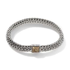 John Hardy Classic Chain Birthstone Collection Citrine and Black Sapphire Reversible Sterling Silver Bracelet | 6.5mm