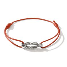 John Hardy Classic Chain Love Knot Orange Cord and Sterling Silver Bracelet | 1.8mm