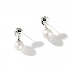 John Hardy Classic Chain Pearl Drop Earrings in Sterling Silver