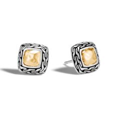 John Hardy Classic Chain Two-Tone Hammered Large Stud Earrings