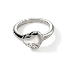 John Hardy Pebble Heart 1/4ctw Diamond Sterling Silver Ring - Size 7