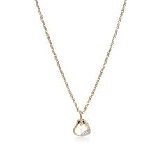 John Hardy Pebble Heart 1/6ctw Diamond Small Yellow Gold Pendant Necklace
