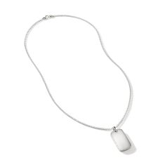 John Hardy Sterling Silver ID Dog Tag Pendant on Surf Chain Necklace