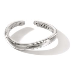 John Hardy Surf 3/8ctw Diamond Sterling Silver Kick Cuff Bracelet | 9mm | Medium
