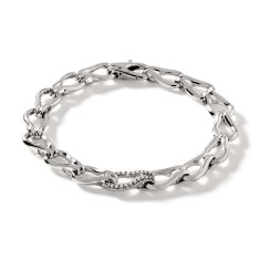 John Hardy Surf 3/8ctw Pavé Diamond Sterling Silver Link Bracelet | 8.5mm | Medium