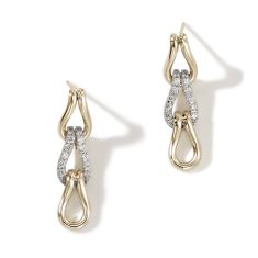 John Hardy Surf 7/8ctw Pavé Diamond Sterling Silver Link Drop Earrings