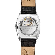 Joseph Bulova Banker Limited Edition Beige Dial Black Leather Strap Watch 33mm - 96B328