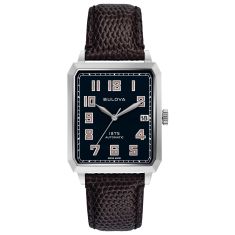 Joseph Bulova Breton  Black Dial Brown Leather Strap Watch 32mm - 96B332