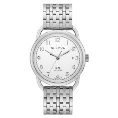 Joseph Bulova Commodore Limited Edition Silver Dial Stainless Steel Bracelet Watch 38.5mm - 96B326